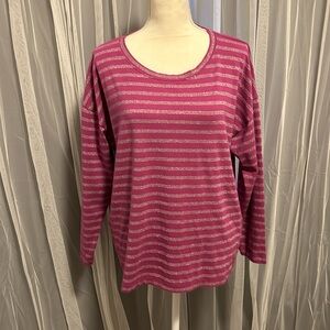 Women’s Talbots Size 1X Pink/Silver Striped Long Sleeve Shirt